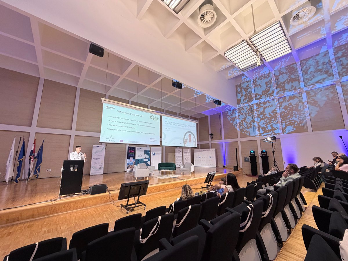 6sava_project's tweet photo. 📷Our own Miloš Kostić took the stage at the HealthTech Adria Conference in Split 🇭🇷 — "Reaching the Market from the Comfort of the Ivory Tower: An Online Technology Uptake Platform," built under 6SAVA to connect research, industry &amp; innovation actors. 

 https://t.co/ZzIzbNST8R https://t.co/FItVCx1dxr