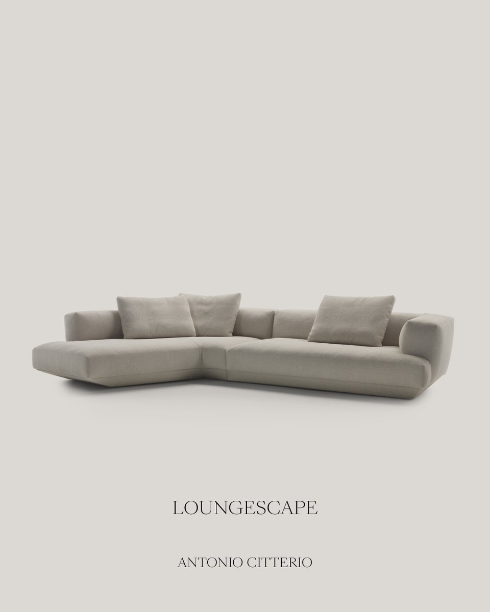 Flexform_ITA's tweet photo. Its name says it all. Loungescape turns the living room into a landscape shaped around the way we live – a place to stretch out, come together, linger and simply be. Bathed in natural light, its unmistakable silhouette seems to float above the floor, while the interplay of shifting depths and angles gives the composition an easy sense of movement. More than the center of the room, Loungescape becomes the center of life within it. Discover more https://t.co/p1YO1h5feo