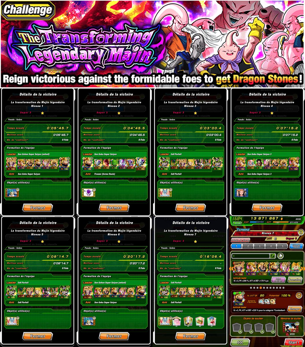 Ambre_thr's tweet photo. Voici mes teams pour l'event secret "La transformation du Majin légendaire" ✨🍫 #DokkanBattle

Pour le titre no item, j'ai tenté la 8e team mais sans succès pour le moment, j'vous dirais quand j'aurais réussi et avec quelle team :) https://t.co/50Y4KzBzII
