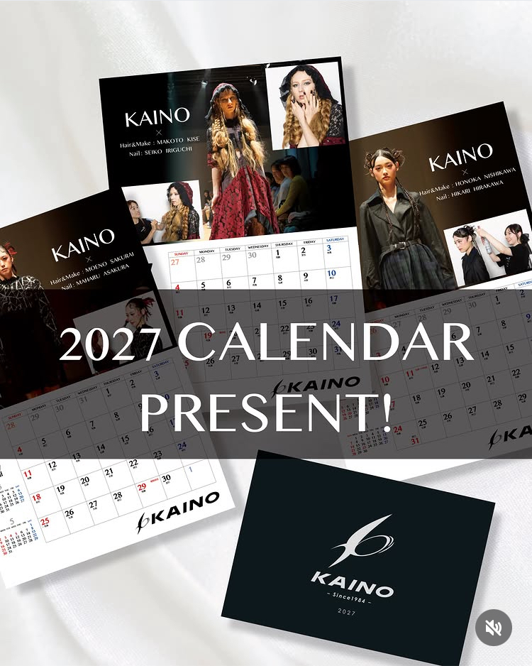 MiyaHakuyo's tweet photo. KAINOオリジナルカレンダー2027年版の配布がスタートしました！

今年のカレンダーには、
10周年のショウのコレクションとKAINOスタッフがヘアメイク・ネイルを手がけた作品写真です✨ https://t.co/mdImkx5ibR