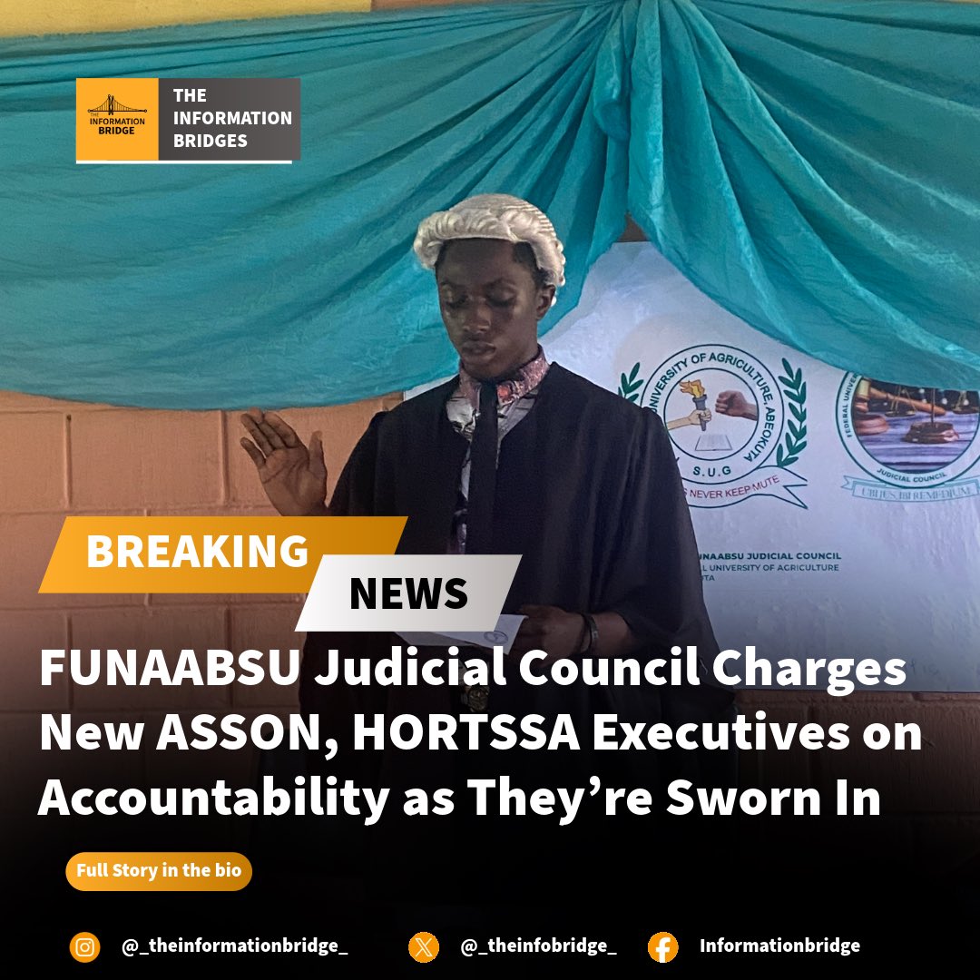 _TheInfoBridge_'s tweet photo. 📢 ASSON and HORTSSA’s new executives have been sworn into office.

Justice Arowolo Muiz Mhidey administered the oath, charging them to serve with integrity, accountability and dedication.

Read full story ⤵️
https://t.co/WmSBjM7Gny https://t.co/xonFYrpZDP
