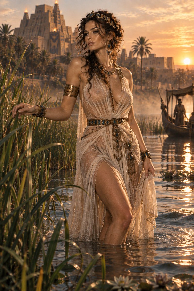 EnderVonF's tweet photo. 2/3
From the reed-lined water to the terraces above the city, Sumerian Sage inhabits a civilization at the dawn of recorded history. Merchant boats drift below, temples rise beyond the palms, and evening turns the river to molten gold.

#AIWoman #AIFantasy https://t.co/F2u95pJAr8