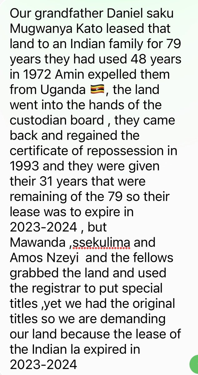 Magezi_DavidW's tweet photo. So you mean our grandfather Daniel saku
Mugwanya Kato leased the land to two people the Indian family and ssekulima????????????????
@PatrickAyota @nssfug
@AmamaMbabazi
@nzeyiamos
@NkunyingiMuwad1
@GeorgeMusisi4
@KagutaMuseveni
@IGGUganda
@JoelSsenyonyi
@DavidLRubongoya https://t.co/S0qFREdlpf