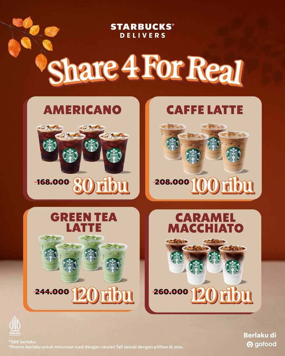 SbuxIndonesia's tweet photo. Got any Saturday plans? Make sure it starts with a little self-reward! 💆‍♀️☕️

Waktunya recharge energi kamu di Starbucks sambil weekly catch-up bareng orang-orang terdekat, ditemenin FREE Tall Beverage setiap jajan makanan atau minuman min. Rp 100rb pakai BCA. 💚

Syarat & Ketentuan:
• Min. pembelian Rp 100rb untuk makanan & minuman  
• Berlaku untuk full payment dengan BCA (Kartu Kredit, QRIS BCA Mobile/myBCA/Sakuku, Paylater BCA, & EDC BCA)  
• Free Tall Beverage berlaku untuk minuman dengan harga lebih rendah  
• Tidak berlaku untuk Reserve Beverage, Ice Cream Beverage, Manual Brew, & special price beverage  
• Tidak termasuk add-on & tidak dapat digabungkan dengan promo lainnya  
• Member Starbucks Rewards tetap bisa collect Stars dengan scan barcode di aplikasi  

We’ll see you at your favorite store! 👋🏻✨