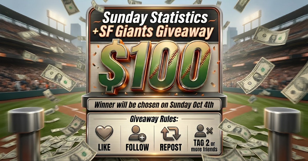 SFGiants2026's tweet photo. $100 on Sunday to 1 lucky person! https://t.co/ZFqUDDiUxW