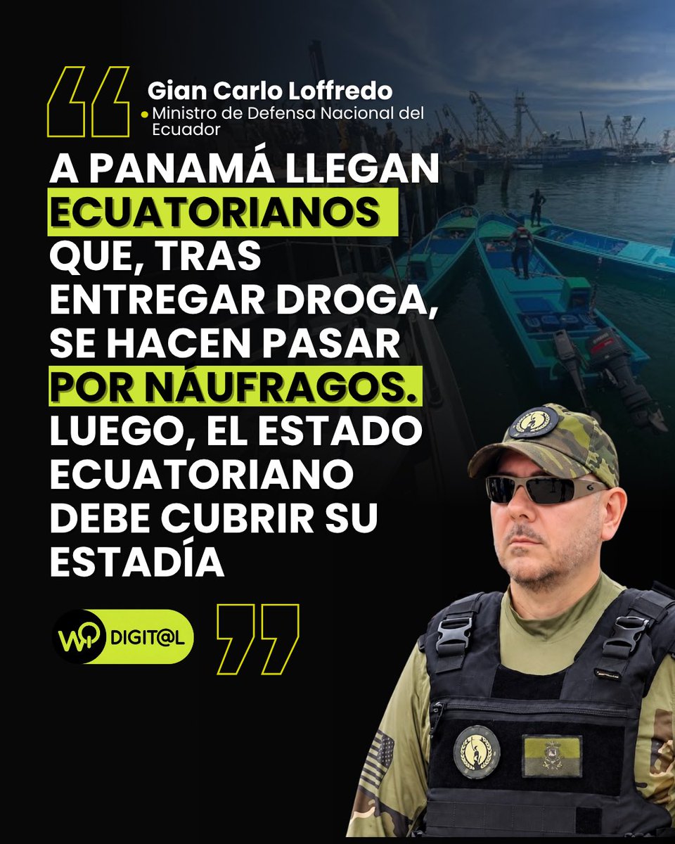 wq_radio's tweet photo. El ministro de Defensa, Gian Carlo Loffredo, alertó sobre casos de ecuatorianos que llegarían de forma reiterada a Panamá y se presentarían como náufragos. Según el funcionario, algunos estarían vinculados al traslado de droga y, tras realizar las entregas, utilizarían esta modalidad para regresar a Ecuador.

🛂 Loffredo señaló que, en estos casos, el Estado ecuatoriano terminaría cubriendo gastos relacionados con ropa, estadía y pasajes de retorno. Las declaraciones fueron realizadas por el ministro al referirse a los controles y procedimientos aplicados a estos ciudadanos.

#Ecuador #Panamá #Seguridad #Defensa
@DefensaEc @GianCarLoffredo