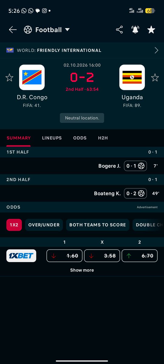joashkeysug's tweet photo. @UgandaCranes @mtnug @Nivana_Uganda Uganda 2:1 DR Congo 
How does this look?? https://t.co/TXmg3GauxQ