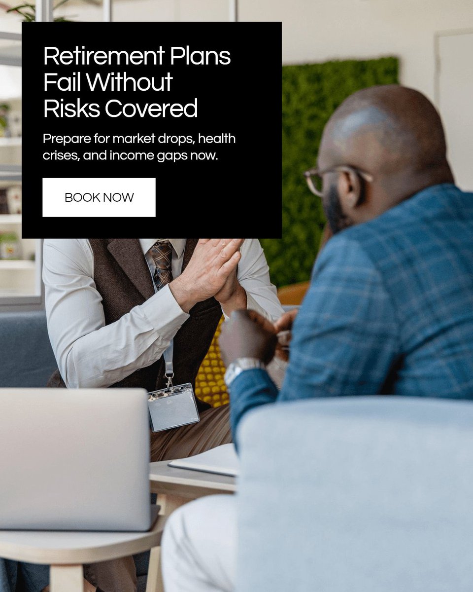 MarcoPalum's tweet photo. Retirement plans should cover market swings, health shocks, and cash flow gaps. Comment PLAN for a stronger strategy.

Book Your Free Consultation https://t.co/fzTgK6dqBm https://t.co/fJeUPMPIEp