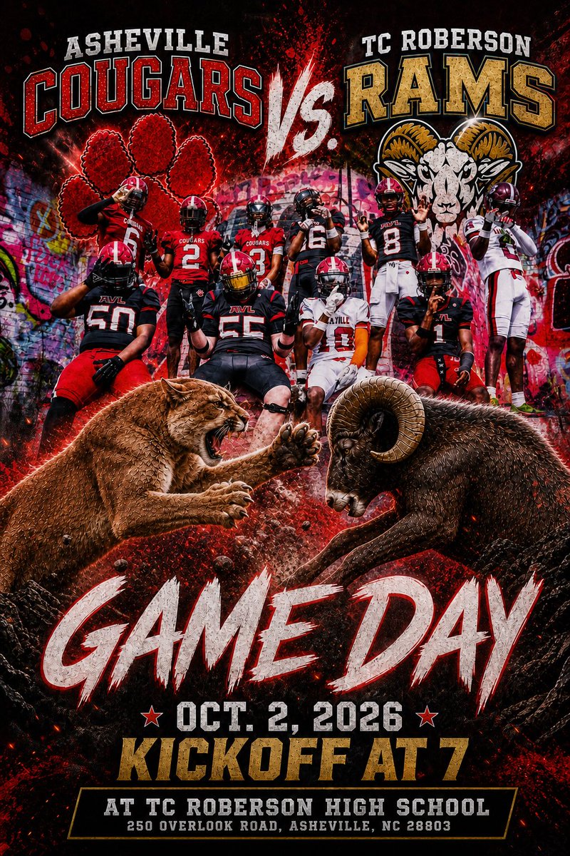 AHSCougarsFB's tweet photo. It’s Game Day! Conference play kicks off tonight with our cross town rival. Capacity crowd expected! We need Cougar Nation to show up and get there early! #CougarPride #TheHigh https://t.co/7C7cgUXvW5