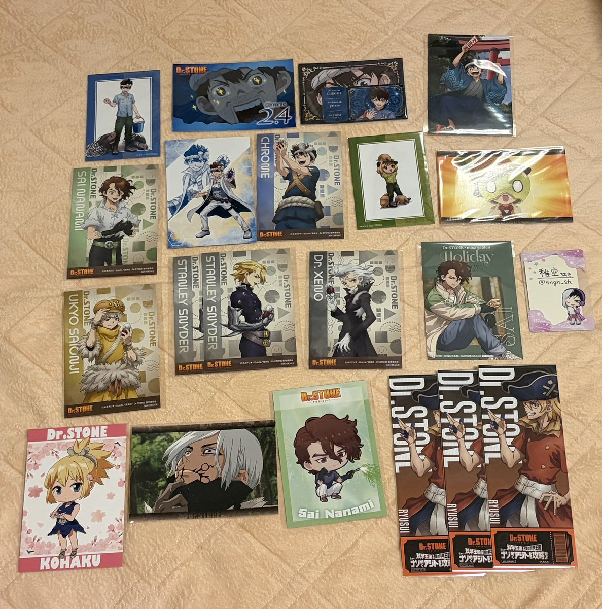 sngn_sh's tweet photo. 【譲渡】Dr.STONE 各種グッズ
譲：龍水、ゼノ、スタンリー、羽京、コハク、クロム、司、氷月、スイカ、SAI、フランソワ、金狼、銀狼

求：アクスタ、キーホルダー▶︎500円
缶バッジ▶︎400円
ステッカー、カード、ポストカード▶︎300円
＋送料

＊配送希望
＊検索からのお声かけお気軽にどうぞ https://t.co/1locNDnd4Q