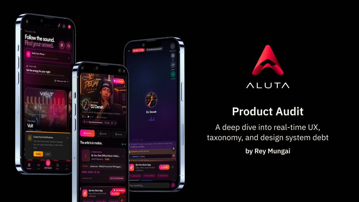 ReyMungai's tweet photo. 1/10 🧵 As promised, I’m launching a new series auditing Kenyan tech products through the lens of product design, UX, and design systems.

First up: Aluta (https://t.co/wPa5FGgLge) by @mbiti_mwondi &amp; @remasidney, a  live-streaming and event platform.

Here you go👇 https://t.co/N2aAutBnQB