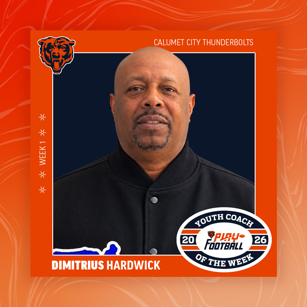 BearsOutreach's tweet photo. Congratulations to Dimitrius Hardwick on being selected as the Chicago Bears recipient for week 4 of the NFL Play Football Youth Coach of The Week!🔥👏🐻 https://t.co/XhjonlItoo