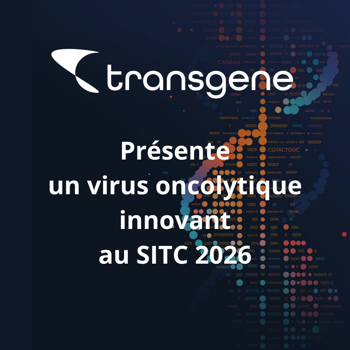 TransgeneSA's tweet photo. @TransgeneSA présentera un poster sur les données précliniques de son virus oncolytique innovant, le 7 novembre au @sitcancer 2026.
📰 communiqué de presse 👉 https://t.co/Ms1G7Qx4Al https://t.co/2QyihlmqIM