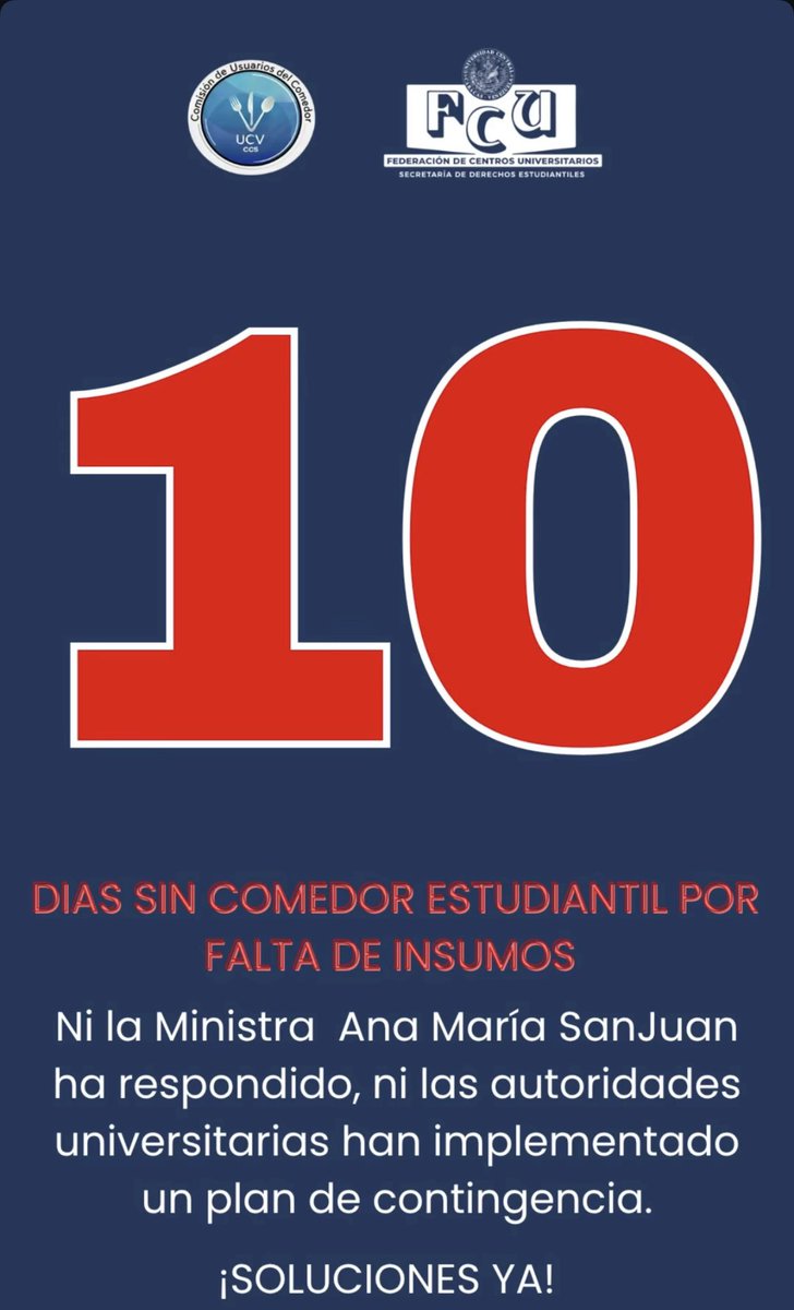 VivaLaUCV's tweet photo. #EnVideo | Ministra @santajuanasanta durante la sesión del CNU aseguró que se está garantizando el alimento en los comedores estudiantiles a nivel nacional, mientras que en los Comedores de la UCV la realidad es muy distinta y hoy cumplimos 10 días cerrados por falta de insumos. https://t.co/vyAPLlH1Ks