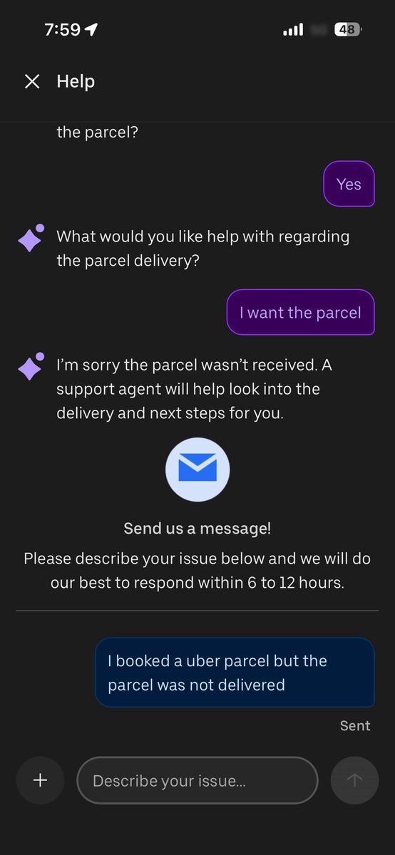 AkashRaiiii's tweet photo. @Uber_India I booked an Uber Parcel, but the rider couldn’t reach the recipient by phone, so he handed the parcel over to the security guard. I’m now unable to contact the rider, and Uber Support is also not responding. Please urgently help confirm where my parcel was left. https://t.co/jt5weGE6T3