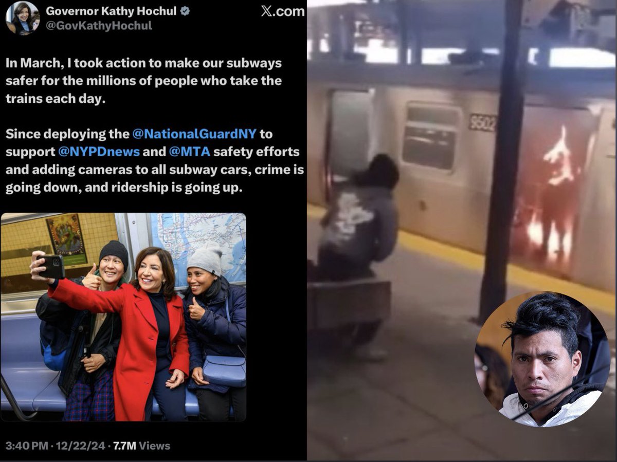 ginamilan_'s tweet photo. Remember when an illegal alien from Guatemala, living on the taxpayer’s dime, set a homeless woman named Debrina Kawam on fire and hours later Kathy Hochul was bragging about how safe the NYC subways are?

Spare us the act that she cares about women or justice for them.

She didn’t even know the name of the woman who was burned alive while the monster who did it just watched.
