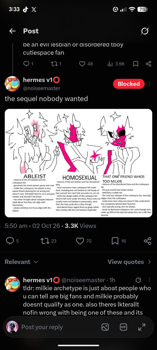 vinespacegaysex's tweet photo. not posting this on priv im not a pussy yo i KNEW i had you blocked for a good reason 😭 not only do you just Hate a random person for literally no reason you are disgustingly misogynistic. Get off twitter and smell the fresh air i beg of you https://t.co/TRUnF0f4t4