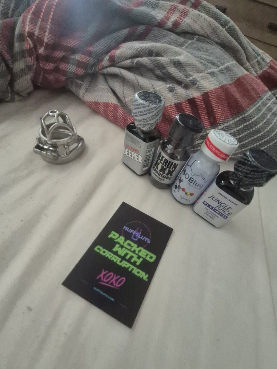 devonsubdave's tweet photo. So excited to try out this collection from @HuffSluts. Of course will put a tiny cage on and warm up so fat dildos too #poppersslut #popperbate #huffsluts https://t.co/6UfmUxPD09