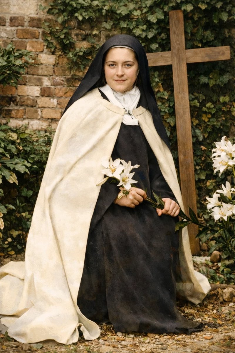 chiamaka___o's tweet photo. During the horrors of World War I, countless French soldiers turned to the "Little Flower" for help. And she answered—in a way that still leaves us in awe today.

One soldier recounted: While the battle raged fiercely, he suddenly saw her standing at the foot of a machine gun. Radiant and serene, St. Thérèse looked at him and his comrades with love and said with a smile:  

“Don’t be afraid, I have come to protect you.”

He cried out to his fellow soldiers, “I am seeing Sister Thérèse! She is here! We are safe!” And not one of them was lost that day.

There were dozens of such testimonies—soldiers seeing her holding a cross or even a sword, guiding them through no-man’s-land, shielding them from bullets, and bringing peace amid the chaos. Her intercession spread like wildfire through the army, turning fear into faith.

St. Thérèse promised to spend her heaven doing good on earth... and she kept that promise, even on the blood-soaked battlefields.

🙏 “I will let fall a shower of roses.��� – St. Thérèse

#StThereseOfLisieux #LittleFlower #Miracles #CatholicFaith #SaintStories
