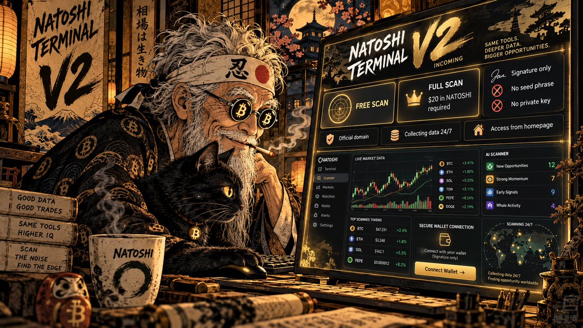 Natoshiskmto's tweet photo. 🚨 NATOSHI TERMINAL — NEW VERSION INCOMING 🚨

A major update to the NATOSHI Terminal is on the way. 🖥️₿

🔎 FREE SCAN
Available to everyone.

🔥 FULL SCAN
Unlocked for wallets holding at least $20 worth of $NATOSHI.

🔐 WALLET CONNECTION

The wallet connection is designed to remain non-custodial.

You only sign a message to verify wallet ownership.

No seed phrase.
No private key.
No transfer of funds required.

I’ve also purchased a dedicated official domain for the Terminal and wallet connection, giving the project a consistent access point and helping users avoid sketchy third-party links.

The bot itself is already running 24/7, continuously collecting and analyzing market data.

It will keep gathering data for roughly one more month so the dataset can grow, the system can be tested further, and the scanner can become as reliable as possible before the full version is released.

And one more important change:

The NATOSHI Terminal will be accessible directly from the homepage.

No more hunting through the website. 👀

One website.
One terminal.
Real market data.
Built around $NATOSHI.

Still early. Still building. 🐈‍⬛🟠

$NATOSHI #ember #web3 #crypto #memecoin