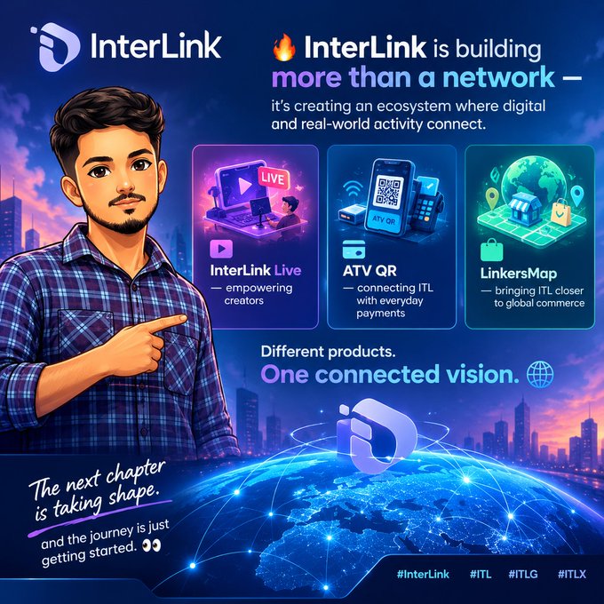 ssdrop27's tweet photo. 🌐 @inter_link is building an ecosystem connecting digital experiences with real world activity.

🎥 InterLink Live empowering creators
💳 ATV QR bringing $ITL to everyday payments
🔗 One ecosystem, one connected vision.

#InterLink #ITL #ITLG #ITLX https://t.co/hBr9wDzXvD