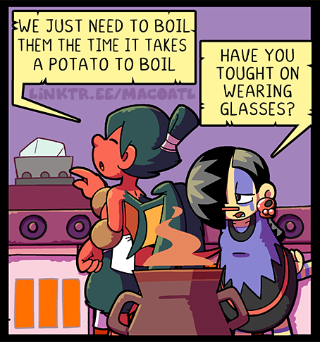 Checomal's tweet photo. Everyone thinks Xio should wear glasses except him... You can read this and the next Macoatl comic on my site (link in the first comment) https://t.co/fJ36gbRoDx