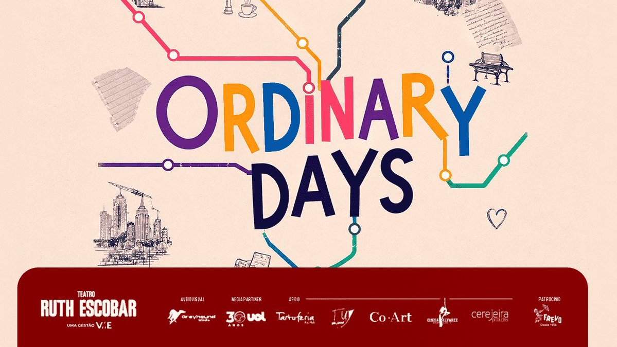 areviewmusical's tweet photo. 'Ordinary Days', um musical do Off-Broadway, chega ao Teatro Ruth Escobar (SP) em novembro.

Na trama, as vidas comuns de Claire, Jason, Warren e Deb acabam se cruzando e se conectando enquanto buscam por amor, felicidade e propósito em Nova York.

Ingressos a partir de R$ 40, via Ticketmaster.