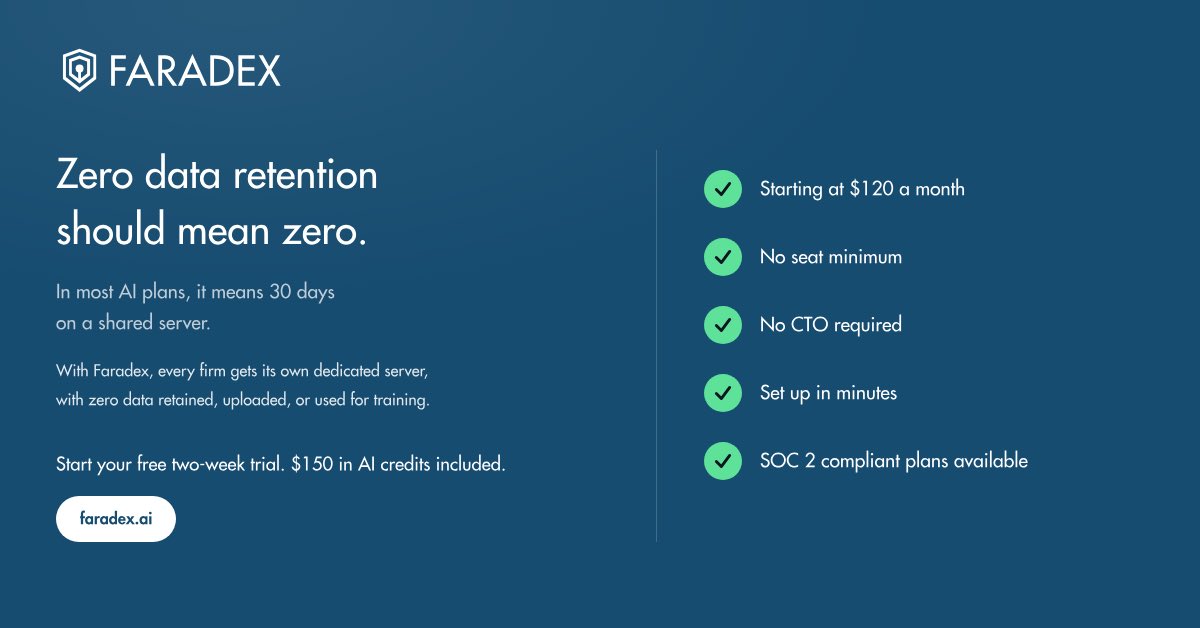 Faradex_ai's tweet photo. Did you know that most enterprise AI plans that include zero data retention options only cover API calls and Dev tools? 

That means even with a 20-seat minimum and contractual ZDR terms, your team is still uploading confidential documents to a shared server. 🙈 https://t.co/IuJgh6lvgT