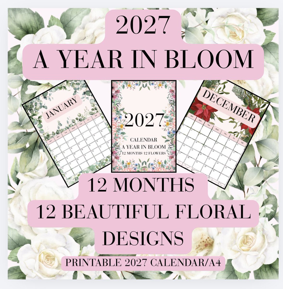 Dollymegan04's tweet photo. 🌸 2027 is going to be a year in bloom! 🌸

Our new 2027 Floral Printable Calendar is now available! 🌷

✨ 12 floral designs 
🗓️ January–December
link in bio 
Perfect for adding a little colour to your year. 💕
#2027Calendar #PrintableCalendar #EtsyUK #SmallBusiness #DigitalDown https://t.co/K5L4b7IHkE