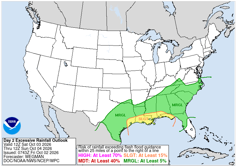 LaStateClimate's tweet photo. After a dry stretch, a pattern change is on the way beginning today and especially over the weekend.  Right now, the highest rain totals are likely over the southeastern portion of the state.  There is a risk of 'Excessive' rainfall both Saturday and Sunday. https://t.co/MtlamuFZz8