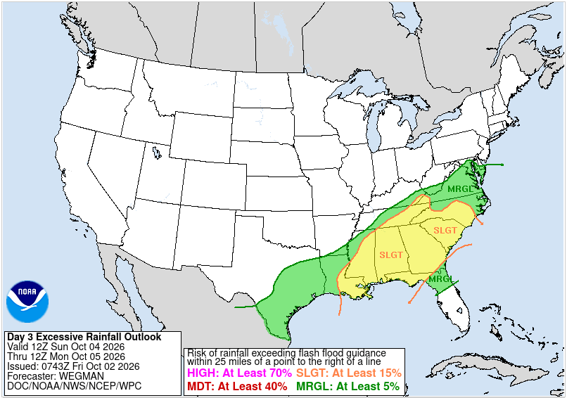 LaStateClimate's tweet photo. After a dry stretch, a pattern change is on the way beginning today and especially over the weekend.  Right now, the highest rain totals are likely over the southeastern portion of the state.  There is a risk of 'Excessive' rainfall both Saturday and Sunday. https://t.co/MtlamuFZz8