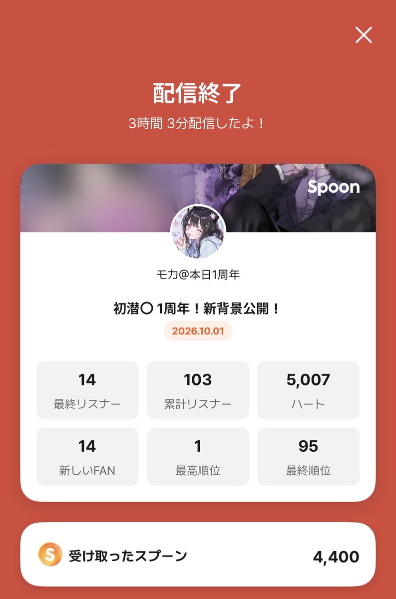 10moka_sp's tweet photo. 改めて昨日の1周年枠ありがとう！
たくさんの幸せをもらった3時間でした！
また後日どんどんお礼など上げていきます！
ビンゴもまさかの50分で達成！
みんなのおかげです。
素敵な景色をモカに見せてくれてありがとう。
これからも頑張ります！ https://t.co/lJaOlChiCD