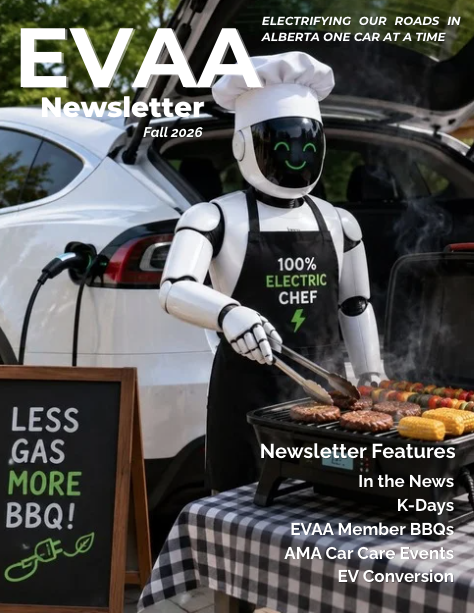 PluginAlberta's tweet photo. The EVAA Fall 2026 Newsletter is out! It’s been a busy summer for EVAA, with plenty happening around Alberta.   
Have a look at the Fall 2026 issue — and drive electric!  
https://t.co/sQJVmjKCnF https://t.co/uURsXWVfy0