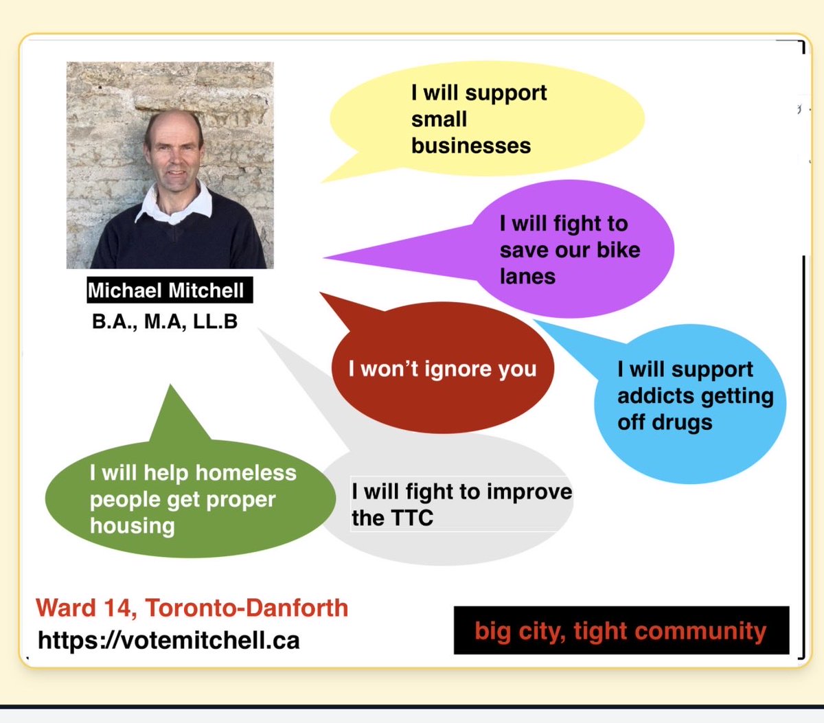 EstoKeskToronto's tweet photo. Votemitchell #ward14 #TorontoDanforth https://t.co/EBDzpG8edQ