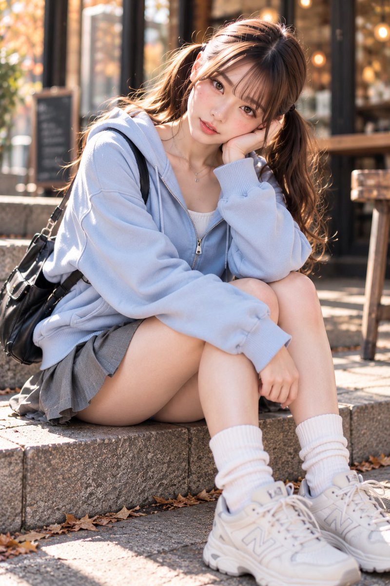 Ai_akamon's tweet photo. アイはスカイブルーのハーフジップパーカーにミニスカート
Promptはリプに👇 https://t.co/20ipb57lMX