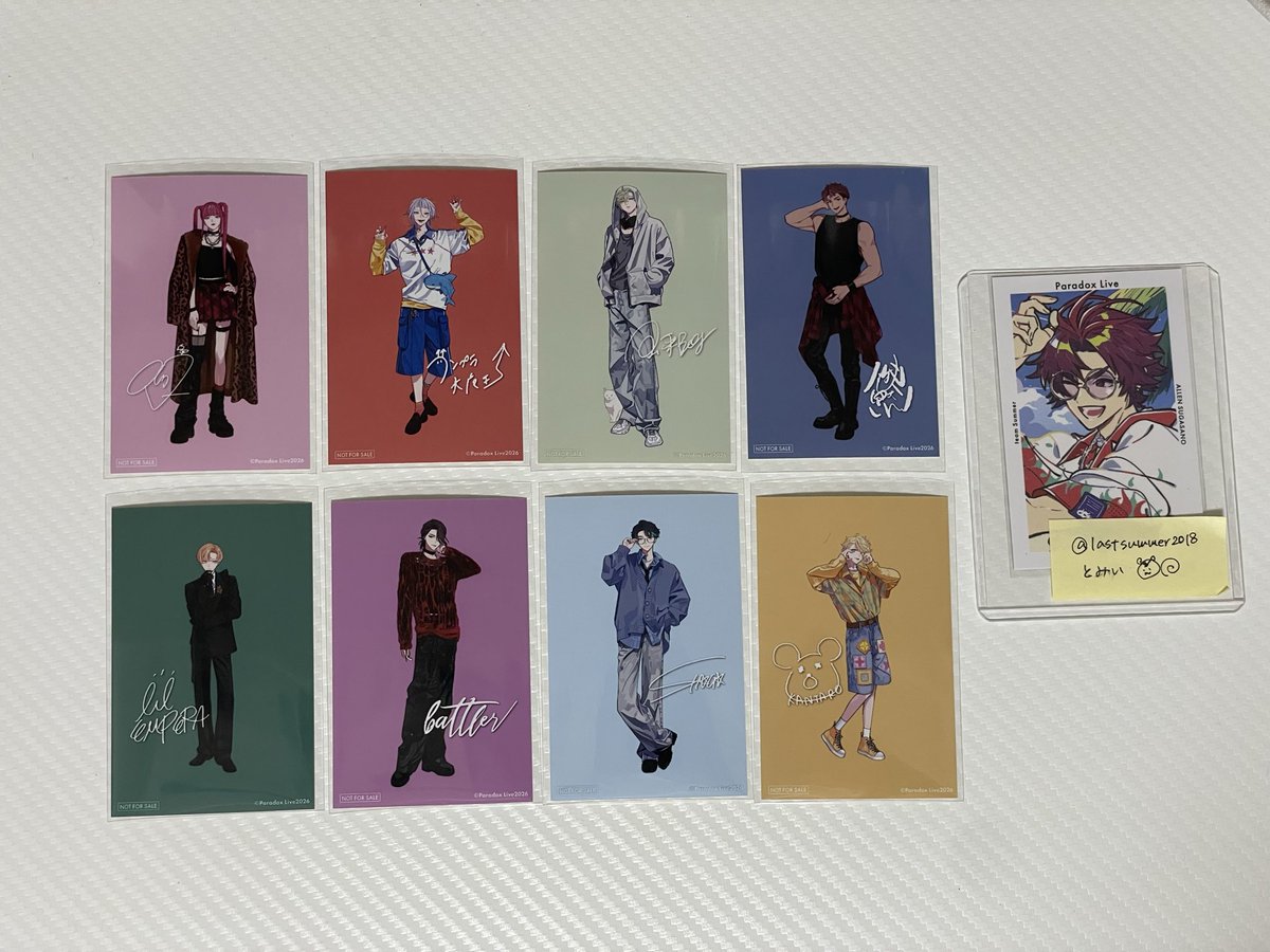 lastsummer2018's tweet photo. 【交換】ParadoxLive パラライ LOOKBOOK 特典

譲 :
アン リュウ 北斎 善 東夏 忠成 憧吾 甘太郎

求 :
夏準(1枚)

・郵送可
・都内 or 横浜駅での手渡し可

検索からでもお気軽にお声掛けください！ https://t.co/PvaV5WSsFG