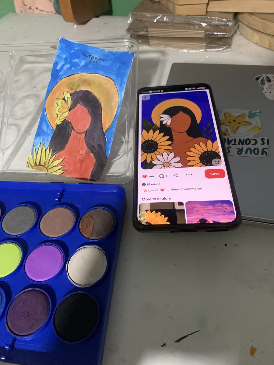 febna's tweet photo. hasil ngegabut, scroll pinterest *click then proceeded to paint from the newly bought color palette. Fun! https://t.co/00rJz9k8sS