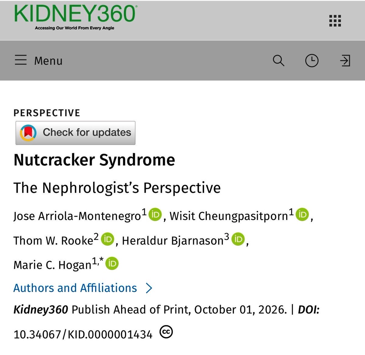 josearriolam's tweet photo. New in Kidney360 @ASNKidney360 : “Nutcracker Syndrome: The Nephrologist’s Perspective.” 🔥🔥👏🏽👏🏽

Deeply grateful to Drs. Marie Hogan @mariehogan_md , Wisit Cheungpasitporn @wisit661 , Thom Rooke, and Heraldur Bjarnason for their guidance, expertise, and collaboration across  Nephrology and Hypertension, Cardiovascular Medicine, and Radiology, Vascular and Endovascular Surgery at Mayo Clinic. @MayoClinic @MayoClinicNeph @MayoClinicCV @MayoRadiology @MayoVascSurgery 

We highlight a patient-centered, multidisciplinary approach to diagnosis, individualized treatment, chronic pain, and longitudinal care—emphasizing the nephrologist’s role in guiding patients through a complex, often misunderstood condition.

https://t.co/5v95sOmfeY
