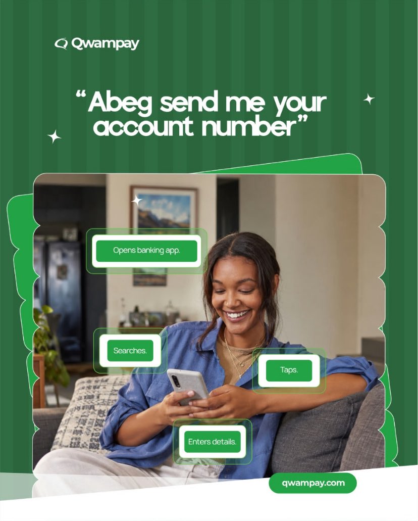 QwamPay's tweet photo. Less navigating. More sending. 💚 
QwamPay brings simpler, conversational banking to WhatsApp. 

Launching October 10.

Join our waitlist - Link in Bio! 🔗 

•
#QwamPay #QwamPayLaunch #BankingMadeEasy #DigitalBanking #BankingInNigeria https://t.co/CxYG9smScw