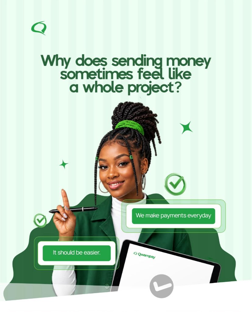 QwamPay's tweet photo. Less navigating. More sending. 💚 
QwamPay brings simpler, conversational banking to WhatsApp. 

Launching October 10.

Join our waitlist - Link in Bio! 🔗 

•
#QwamPay #QwamPayLaunch #BankingMadeEasy #DigitalBanking #BankingInNigeria https://t.co/CxYG9smScw