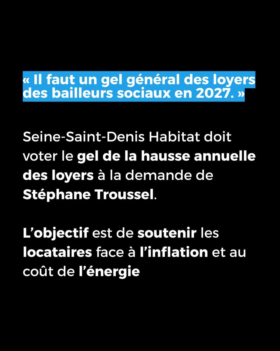 StephanTroussel's tweet photo. J’ai demandé un gel général des loyers des bailleurs sociaux en 2027.

L’objectif est de soutenir les locataires face a l’inflation et au coût de l’énergie.
Un article à lire dans @leparisien 📰 https://t.co/7iqKJbrdEQ