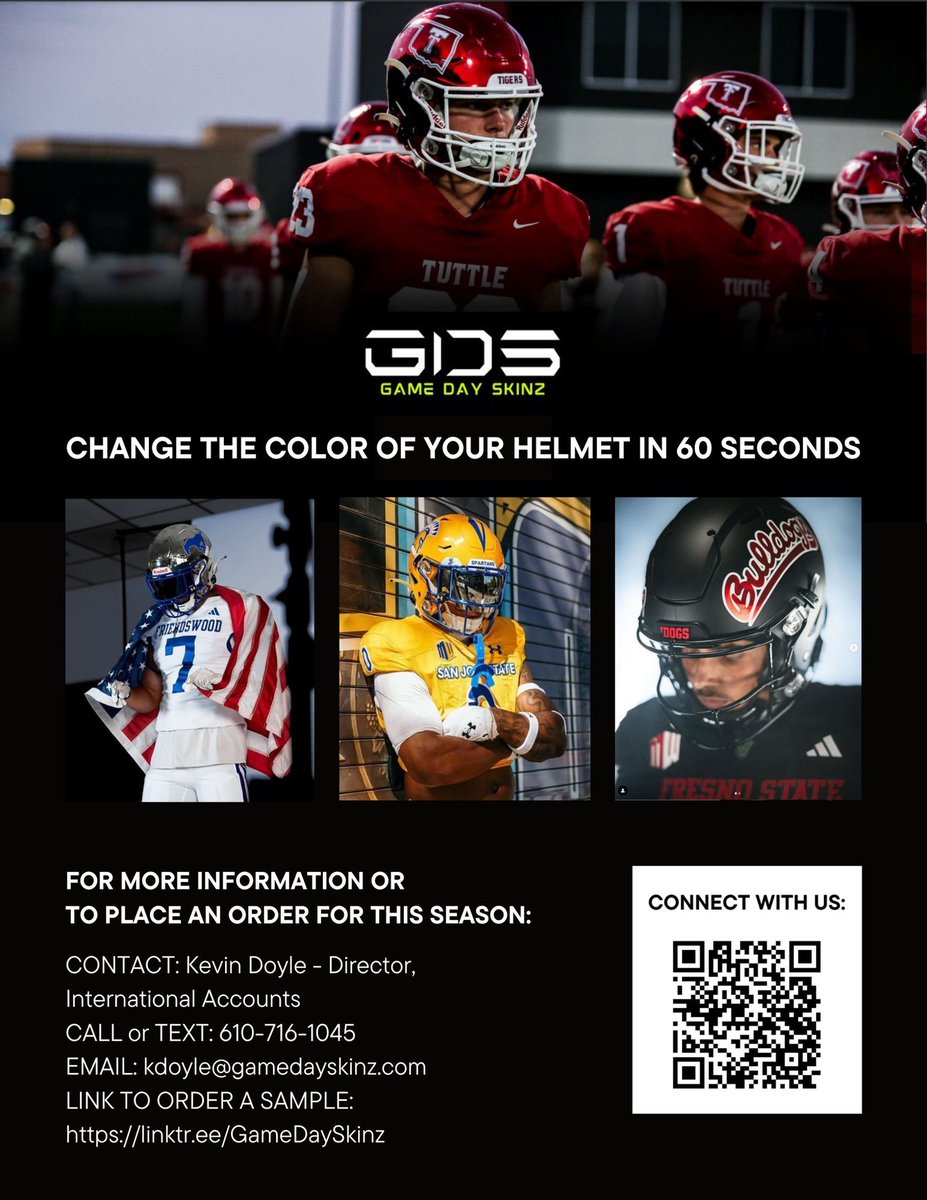 HelmetAz's tweet photo. Game Day presented by Game Day Skinz:
Looking for a new look for next year? Want a simple way to change shell colors within minutes? Be sure to check out Game Days Skinz and @Kevin_Doyle_13. He can talk you through how to make both happen quickly and easily! #repAZ https://t.co/5zQMiDWgz9