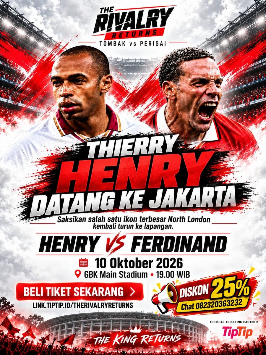 noera_gurl's tweet photo. Sang Legenda sepak bola Inggris bersatu di Jakarta untuk memberikan pertunjukan yang luar biasa! dkk di Champions Impact: The Rivalry Returns 2026!
United vs NorthLondon Legend
 #TheRivalryReturns https://t.co/vtyPGd1RVV