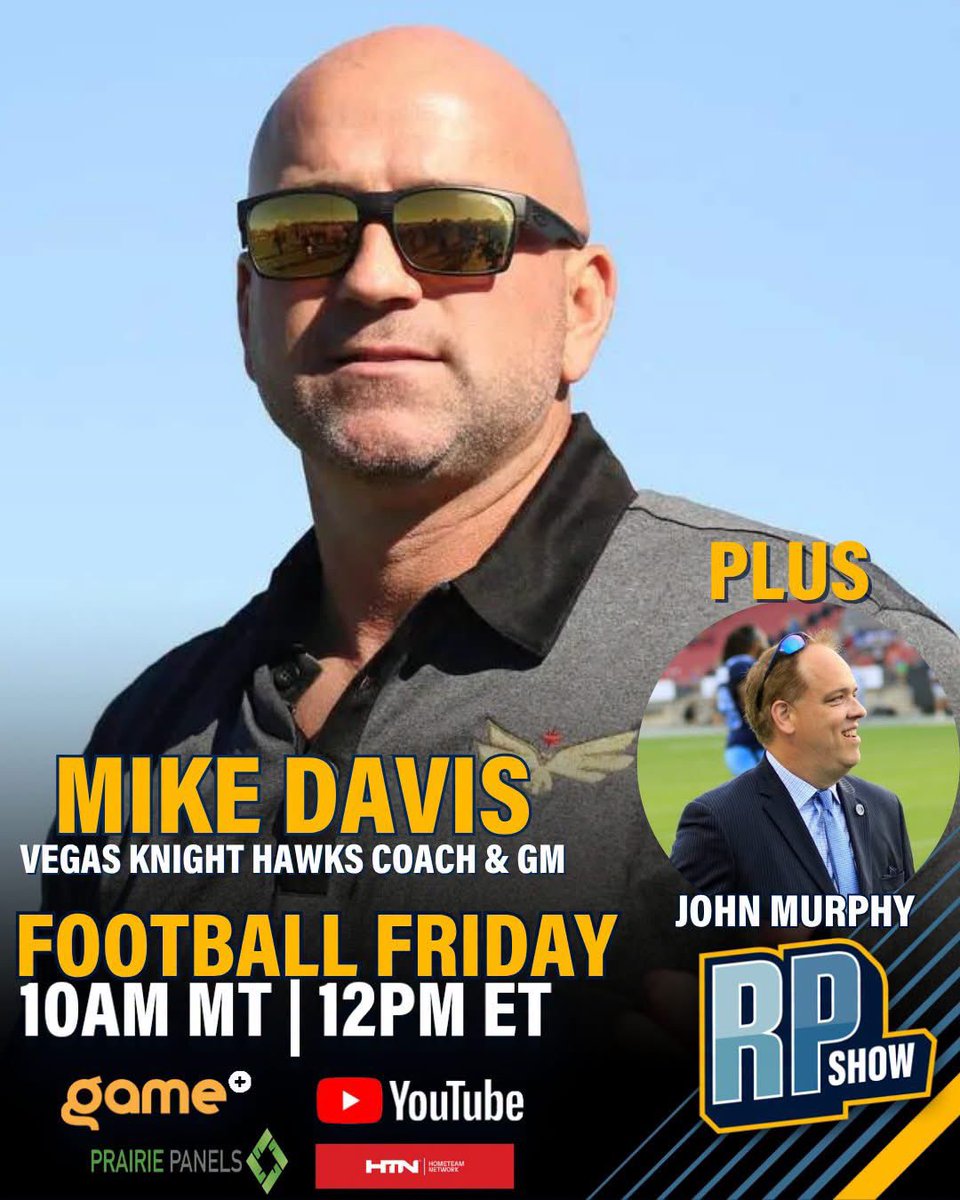 RodPedersenShow's tweet photo. ๐ FOOTBALL FRIDAY on the RP Show!
๐ฅ Game of the Week
๐ CFL: WIN & UR IN!
๐๏ธ Mike Davis โ Vegas Knight Hawks Coach & GM
๐๏ธ John Murphy
โฐ 10 AM MT | 12 PM ET
๐บ WATCH LIVE:
https://t.co/HvovRu5EjZ
@GamePlusNetwork (streaming)
@watchhometeam
#RPShow #CFL #NFL #FootballFriday https://t.co/7dTu2qkbVN