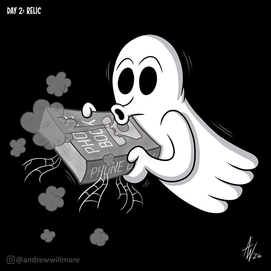 StudioBueno's tweet photo. Inktober (starring Lil' Ghost) day 2. Word prompt: RELIC!
.
#inktober #inktober2026 #lilghost https://t.co/oJJSgcFtvo