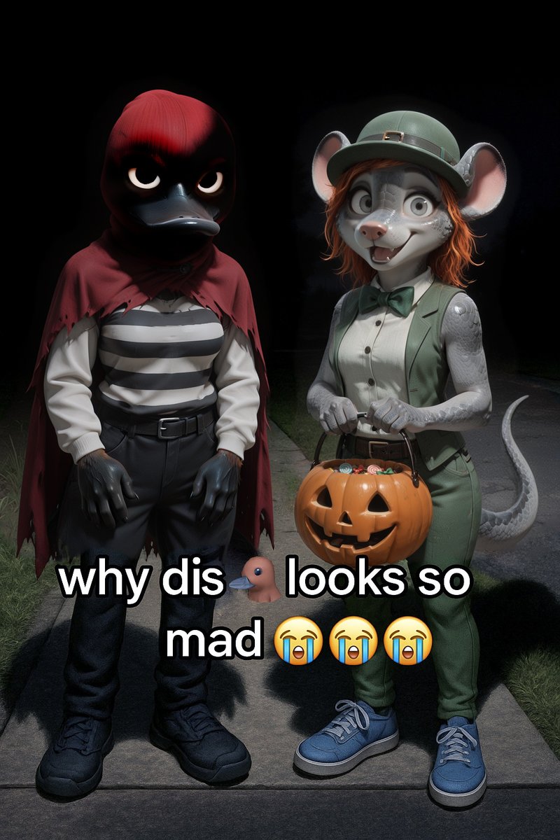 BingHigh4ever's tweet photo. Happy spooky month! 🎃👻🎃
#binghigh #halloween #meme #platypus https://t.co/XReMe3SxY1