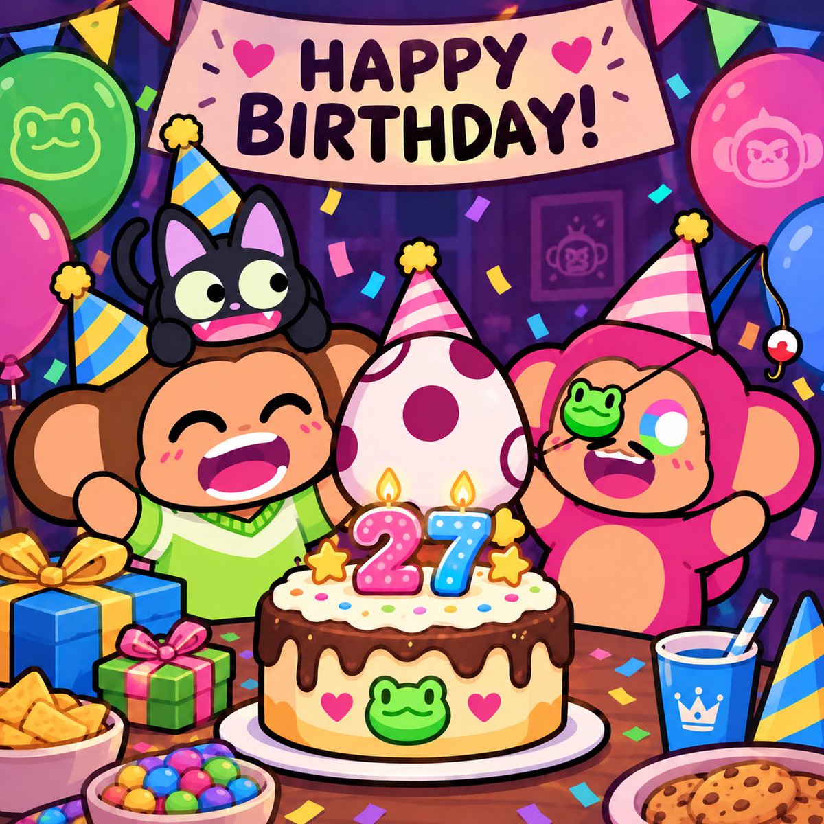 ChimpiGoki's tweet photo. It’s my birthday! 🎂✨

Another year around the sun, and I’m incredibly grateful for everyone I’ve met and all the amazing memories I’ve made along the way. ❤️

Here’s to another year of good vibes, great art, and unforgettable adventures! 🐒🎈 https://t.co/QJq1fQhCaT