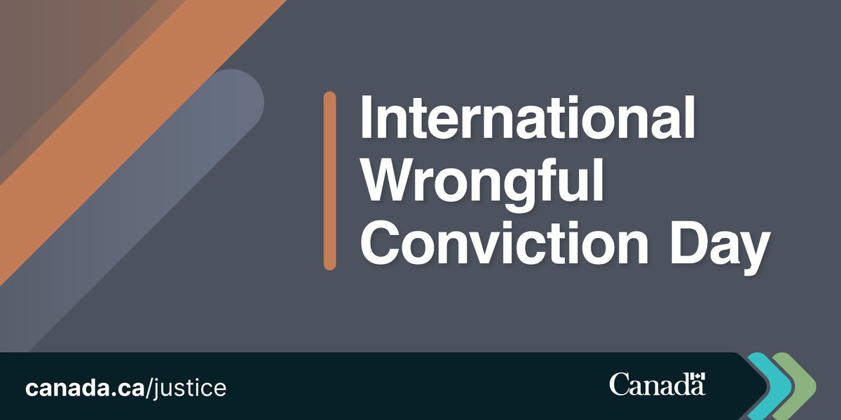 JusticeCanadaEN's tweet photo. (1/3) Today is #WrongfulConvictionDay — a time to reflect on fairness, accountability and the serious impact wrongful convictions can have on innocent people, victims, and families. ⚖️ https://t.co/pw0Cs3MukB