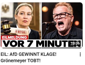 JohannaBurkhar3's tweet photo. EIL: AfD GEWINNT KLAGE! Grönemeyer TOBT! 
Vorwurf, Grönemayer  mit Vorwurf der Volksverhetzung.Manm müsse die AfD Wähler wie Ungeziefer  behandeln.
https://t.co/yNNnDxGylO via @YouTube https://t.co/PD6EHn1zy2
