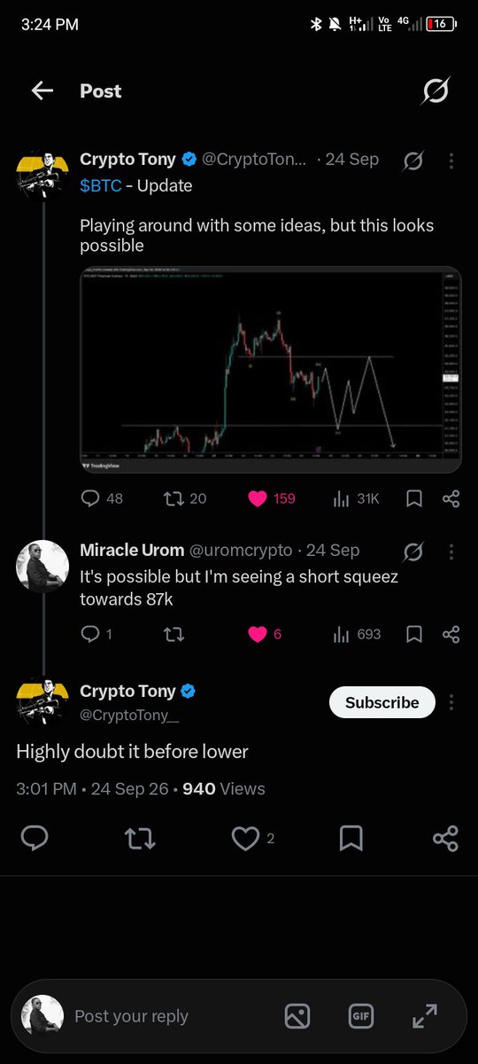 uromcrypto's tweet photo. THE SHORT SQUEEZ ON $BTC WAS EXPECTED, AND A SHORT ENTRY TARGETING 82K COULD BE WORTH IT.

BUT I'LL BE LOOKING FOR A CONFIRMATION ENTRY AS THE 4H CANDLE CLOSES https://t.co/f8YxzA0QDh